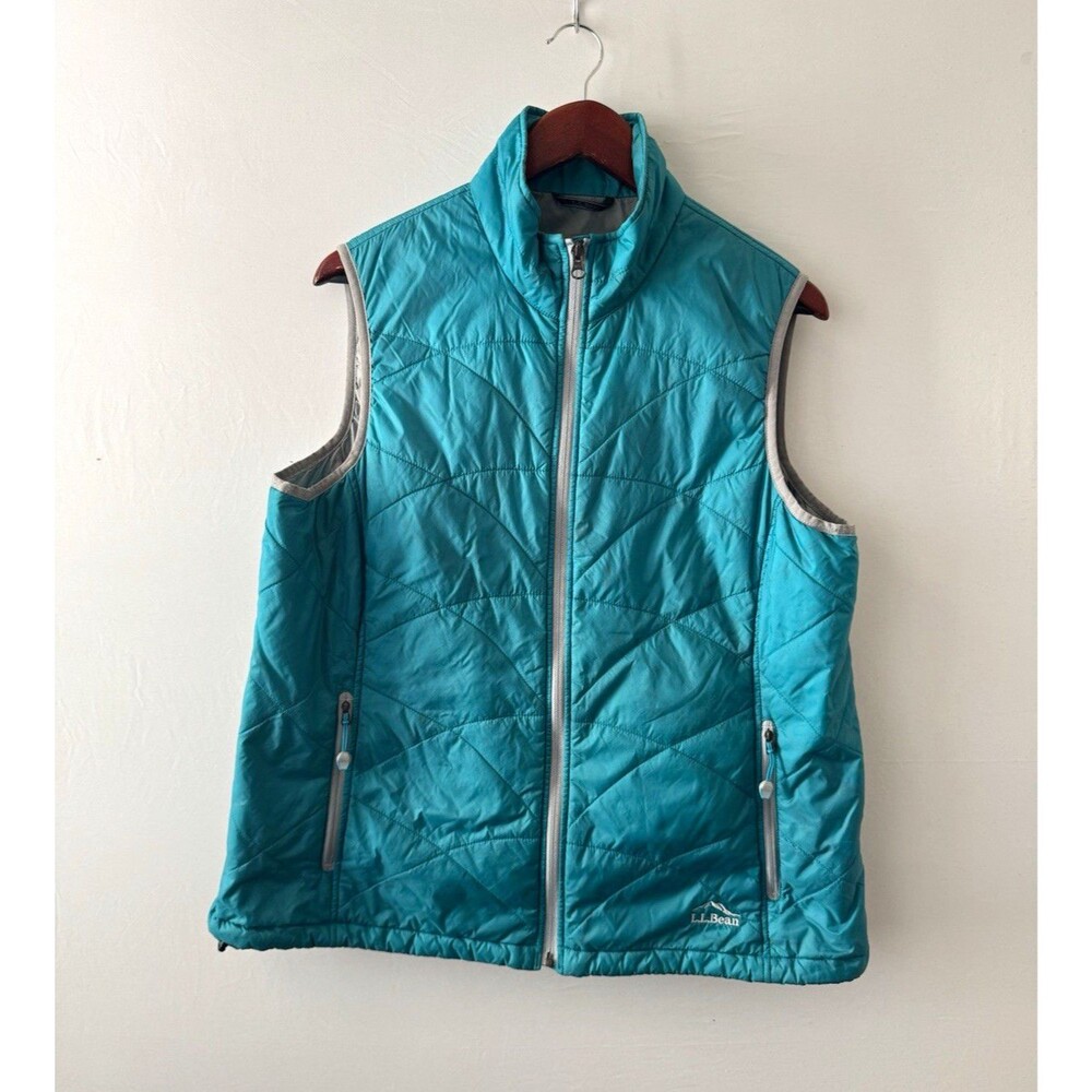 L.L.Bean PrimaLoft Womens XL Regular Blue Insulated Quilted Full Zip Vest